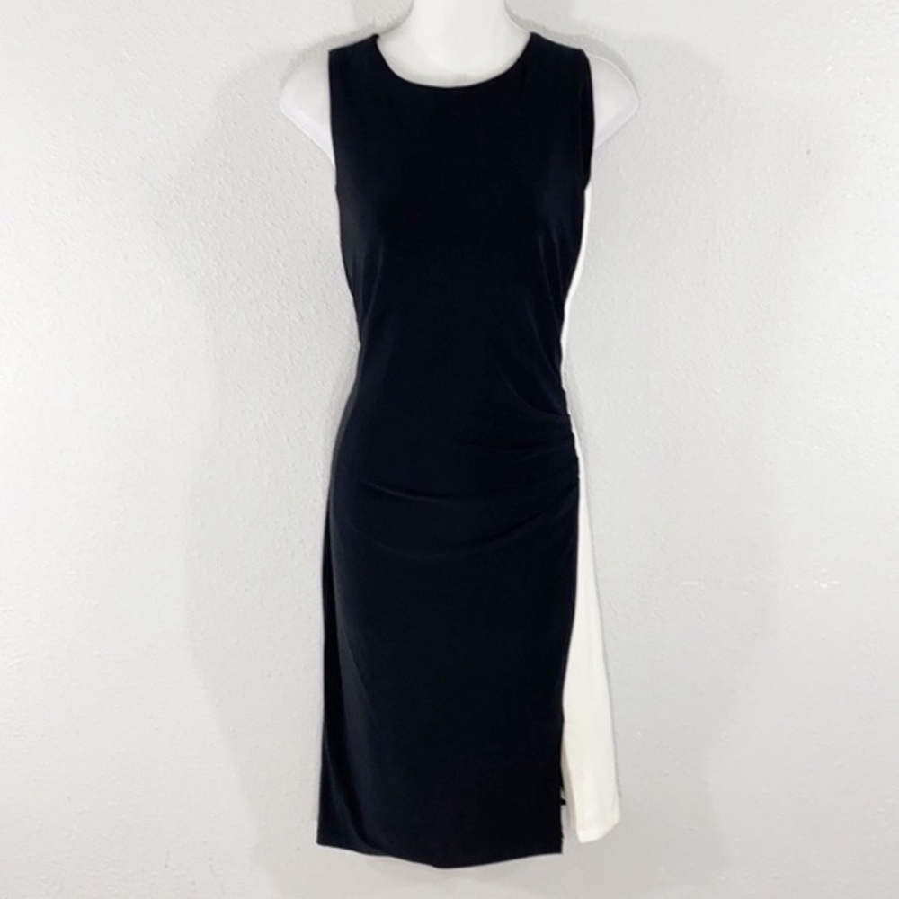 Ralph Lauren black off white/ivory color block jersey dress - Picture 2 of 11